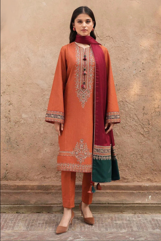 3 Pieces Women’s Unstitched Embroidered suit