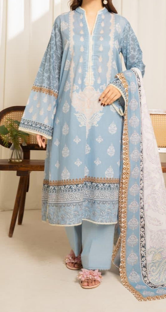 3 Pieces Women’s unstitched printed suit