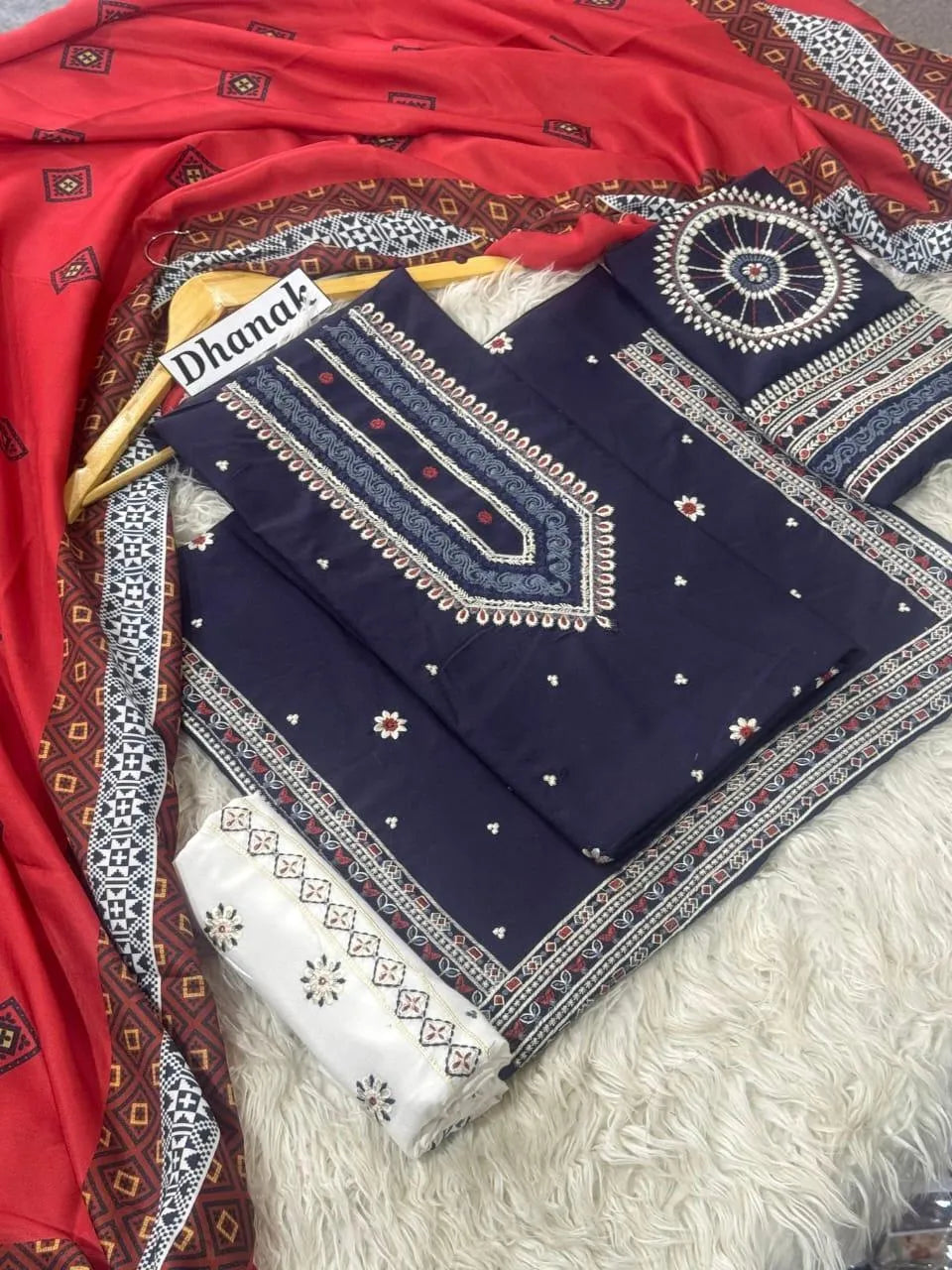 2 Pieces Women’s Unstitched Embroidered Suit