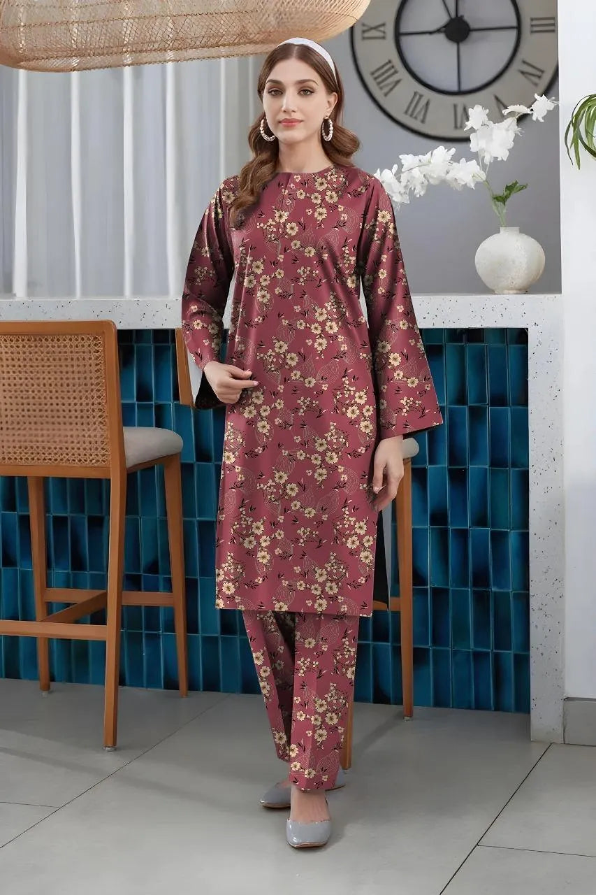 2 Pcs Women's Unstitched Printed Suit
