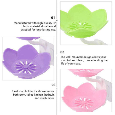 Wall Mounted Double Layer Lotus Flower Shaped Soap Holder