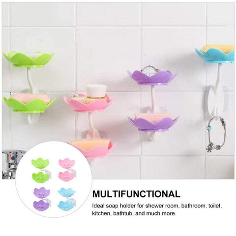 Wall Mounted Double Layer Lotus Flower Shaped Soap Holder